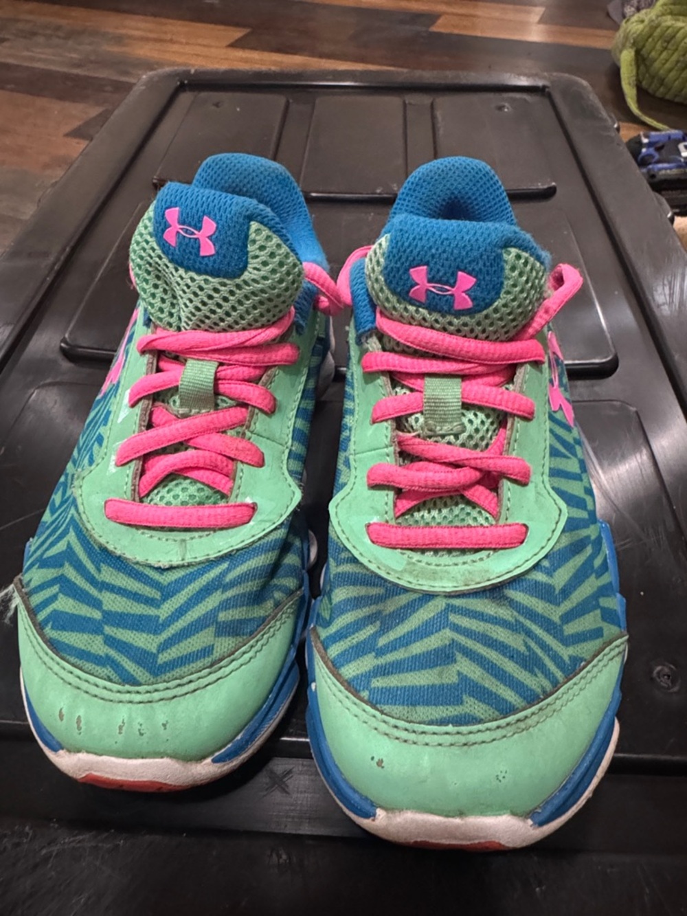 Under Armour Girls Teal, Blue & Pink Athletic Sneakers